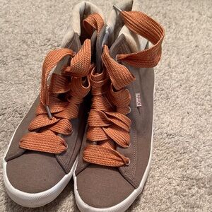 Keds Brown High-Tops with Orange Laces